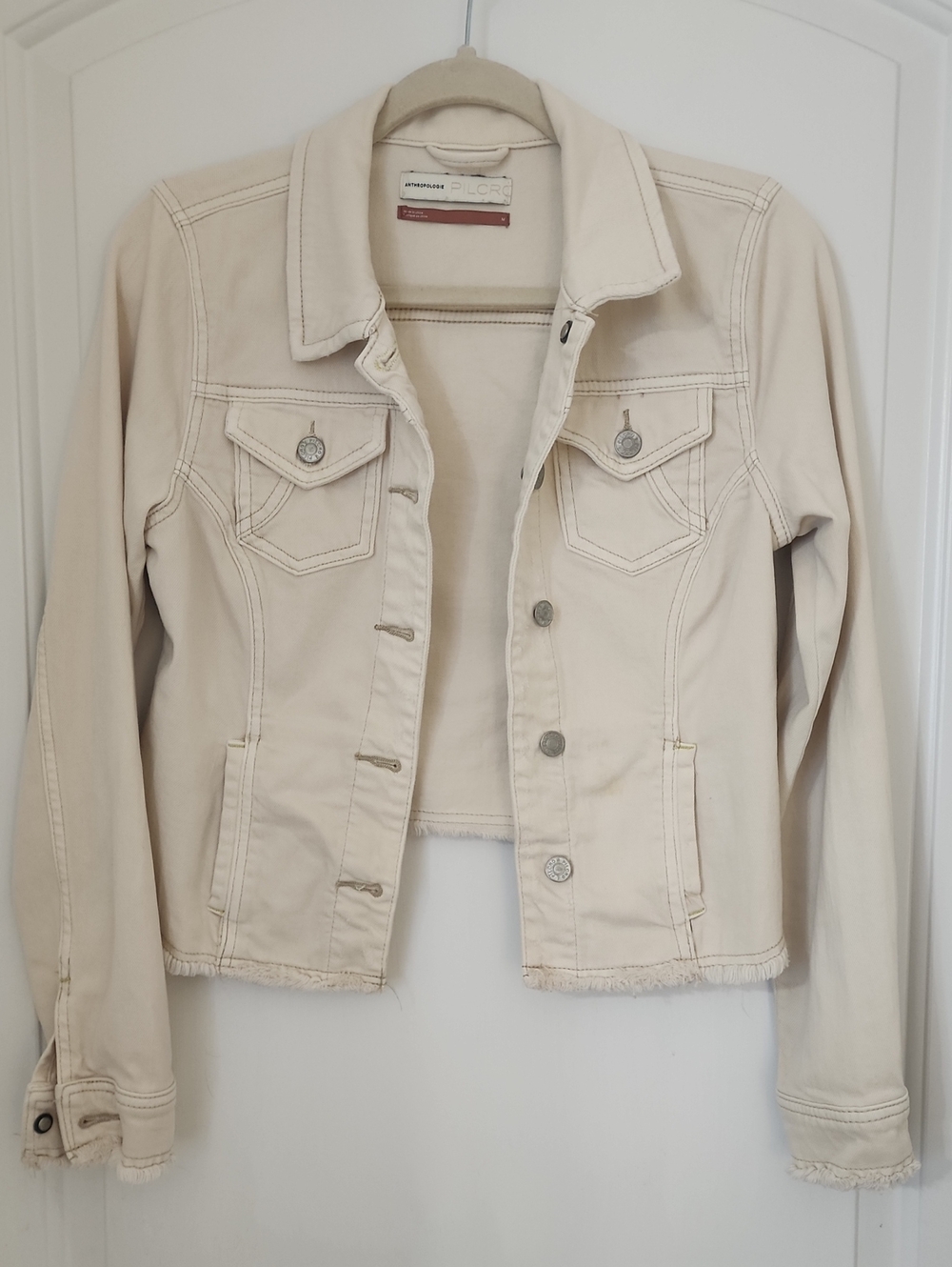 Anthropologie Cream Denim Jacket